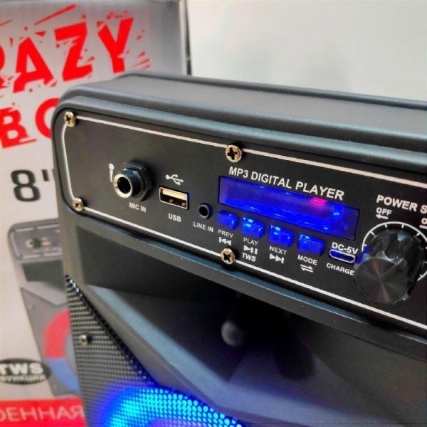 Беспроводная портативная bluetooth колонка Eltronic CRAZY BOX 150 Watts арт. 20-27 с проводным микрофоном, LED-подсветкой и RGB светомузыкой, пультом дистанционного управления